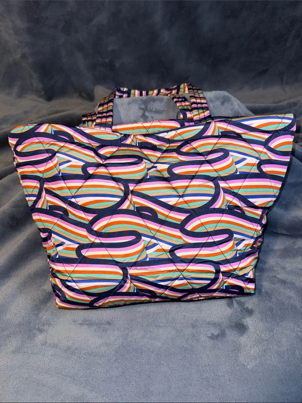 Vera Bradley Small East West Tote in Retro Ribbons